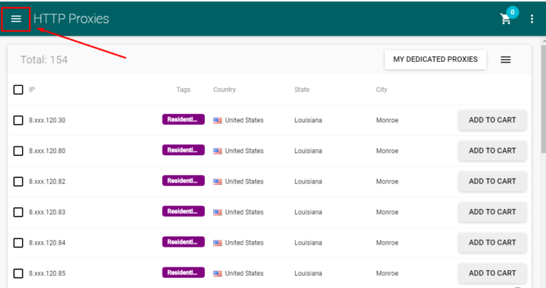 ip address menu